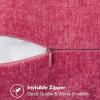 MIULEE Pack of 2 Couch Throw Pillow Covers 18×18 Inch Dark Teal Farmhouse Decorative Pillow Covers with Stitched Edge Soft Chenille Solid Dyed Spring Pillow Covers for Sofa Bed Living Room(Hot Pink)