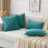 MIULEE Pack of 2 Couch Throw Pillow Covers 18×18 Inch Dark Teal Farmhouse Decorative Pillow Covers with Stitched Edge Soft Chenille Solid Dyed Spring Pillow Covers for Sofa Bed Living Room(Teal)