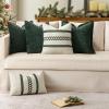 MIULEE Pack of 2 Couch Throw Pillow Covers 18×18 Inch Dark Teal Farmhouse Decorative Pillow Covers with Stitched Edge Soft Chenille Solid Dyed Spring Pillow Covers for Sofa Bed Living Room(Dark Green)