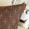MIULEE Pack of 2 Decorative Burlap Linen Euro Sham Throw Pillow Covers for Sofa Couch Bed 24×24 Inch Modern Farmhouse Vintage Pillowcases Rustic Woven Textured Cushion Cover Blue(Dark Coffee)