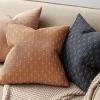 MIULEE Pack of 2 Decorative Burlap Linen Euro Sham Throw Pillow Covers for Sofa Couch Bed 24×24 Inch Modern Farmhouse Vintage Pillowcases Rustic Woven Textured Cushion Cover Blue(Brick)