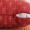 MIULEE Pack of 2 Decorative Burlap Linen Euro Sham Throw Pillow Covers for Sofa Couch Bed 24×24 Inch Modern Farmhouse Vintage Pillowcases Rustic Woven Textured Cushion Cover Blue(Christmas Red)