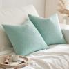 MIULEE Pack of 2 Decorative Farmhouse Linen Pillow Covers Rustic Boho Accent Outdoor Couch Throw Pillow Covers for Cushion Bed Sofa Living Room Home Decor 18×18 Inch Ivory(Aqua Green)