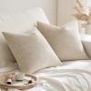 MIULEE Pack of 2 Decorative Farmhouse Linen Pillow Covers Rustic Boho Accent Outdoor Couch Throw Pillow Covers for Cushion Bed Sofa Living Room Home Decor 18×18 Inch Ivory(Neutral)