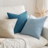 MIULEE Pack of 2 Decorative Farmhouse Linen Pillow Covers Rustic Boho Accent Outdoor Couch Throw Pillow Covers for Cushion Bed Sofa Living Room Home Decor 18×18 Inch Ivory(Blue)