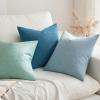 MIULEE Pack of 2 Decorative Farmhouse Linen Pillow Covers Rustic Boho Accent Outdoor Couch Throw Pillow Covers for Cushion Bed Sofa Living Room Home Decor 18×18 Inch Ivory(Aqua Green)