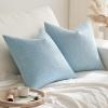 MIULEE Pack of 2 Decorative Farmhouse Linen Pillow Covers Rustic Boho Accent Outdoor Couch Throw Pillow Covers for Cushion Bed Sofa Living Room Home Decor 18×18 Inch Ivory(Light Blue)