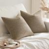 MIULEE Pack of 2 Decorative Farmhouse Linen Pillow Covers Rustic Boho Accent Outdoor Couch Throw Pillow Covers for Cushion Bed Sofa Living Room Home Decor 18×18 Inch Ivory(Brown)