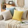 MIULEE Pack of 2 Decorative Linen Burlap Textured Pillow Covers Farmhouse Boho Accent Pillowcases Spring Home Decor for Couch Sofa Bedroom Living Room 18×18 Inch Light Olive Green(Yellow)