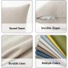 MIULEE Pack of 2 Decorative Linen Burlap Textured Pillow Covers Farmhouse Boho Accent Pillowcases Spring Home Decor for Couch Sofa Bedroom Living Room 18×18 Inch Light Olive Green(Taupe)