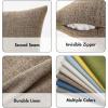 MIULEE Pack of 2 Decorative Linen Burlap Textured Pillow Covers Farmhouse Boho Accent Pillowcases Spring Home Decor for Couch Sofa Bedroom Living Room 18×18 Inch Light Olive Green(Brown)
