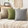 MIULEE Pack of 2 Decorative Linen Burlap Textured Pillow Covers Farmhouse Boho Accent Pillowcases Spring Home Decor for Couch Sofa Bedroom Living Room 18×18 Inch Light Olive Green(Brown)