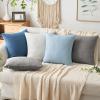 MIULEE Pack of 2 Decorative Linen Burlap Textured Pillow Covers Farmhouse Boho Accent Pillowcases Spring Home Decor for Couch Sofa Bedroom Living Room 18×18 Inch Light Olive Green(Light Blue)