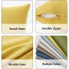 MIULEE Pack of 2 Decorative Linen Burlap Textured Pillow Covers Farmhouse Boho Accent Pillowcases Spring Home Decor for Couch Sofa Bedroom Living Room 18×18 Inch Light Olive Green(Yellow)