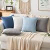 MIULEE Pack of 2 Decorative Linen Burlap Textured Pillow Covers Farmhouse Boho Accent Pillowcases Spring Home Decor for Couch Sofa Bedroom Living Room 18×18 Inch Light Olive Green(Blue)