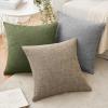 MIULEE Pack of 2 Decorative Linen Burlap Textured Pillow Covers Farmhouse Boho Accent Pillowcases Spring Home Decor for Couch Sofa Bedroom Living Room 18×18 Inch Light Olive Green(Dark Olive Green)