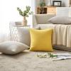 MIULEE Pack of 2 Decorative Linen Burlap Textured Pillow Covers Farmhouse Boho Accent Pillowcases Spring Home Decor for Couch Sofa Bedroom Living Room 18×18 Inch Light Olive Green(Yellow)