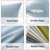 MIULEE Pack of 2 Decorative Linen Burlap Textured Pillow Covers Farmhouse Boho Accent Pillowcases Spring Home Decor for Couch Sofa Bedroom Living Room 18×18 Inch Light Olive Green(Light Blue)