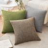 MIULEE Pack of 2 Decorative Linen Burlap Textured Pillow Covers Farmhouse Boho Accent Pillowcases Spring Home Decor for Couch Sofa Bedroom Living Room 18×18 Inch Light Olive Green(Brown)