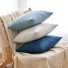 MIULEE Pack of 2 Decorative Linen Burlap Textured Pillow Covers Farmhouse Boho Accent Pillowcases Spring Home Decor for Couch Sofa Bedroom Living Room 18×18 Inch Light Olive Green(Blue)