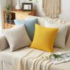MIULEE Pack of 2 Decorative Linen Burlap Textured Pillow Covers Farmhouse Boho Accent Pillowcases Spring Home Decor for Couch Sofa Bedroom Living Room 18×18 Inch Light Olive Green(Bright Yellow)