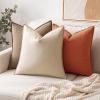 MIULEE Pack of 2 Decorative Linen Pillow Covers Boho Farmhouse Modern Soft Accent Throw Pillows Neutral Cushion Covers for Sofa Couch Bed Living Room Home Decor, 18×18 Inch Olive Green(Burnt Orange)