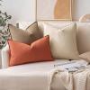 MIULEE Pack of 2 Decorative Linen Pillow Covers Boho Farmhouse Modern Soft Accent Throw Pillows Neutral Cushion Covers for Sofa Couch Bed Living Room Home Decor, 18×18 Inch Olive Green(Beige)
