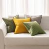 MIULEE Pack of 2 Decorative Linen Pillow Covers Boho Farmhouse Modern Soft Accent Throw Pillows Neutral Cushion Covers for Sofa Couch Bed Living Room Home Decor, 18×18 Inch Olive Green(Yellow)