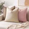 MIULEE Pack of 2 Decorative Linen Pillow Covers Boho Farmhouse Modern Soft Accent Throw Pillows Neutral Cushion Covers for Sofa Couch Bed Living Room Home Decor, 18×18 Inch Olive Green(Light Pink)