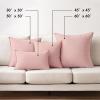 MIULEE Pack of 2 Decorative Linen Pillow Covers Boho Farmhouse Modern Soft Accent Throw Pillows Neutral Cushion Covers for Sofa Couch Bed Living Room Home Decor, 18×18 Inch Olive Green(Light Pink)