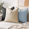 MIULEE Pack of 2 Decorative Linen Pillow Covers Boho Farmhouse Modern Soft Accent Throw Pillows Neutral Cushion Covers for Sofa Couch Bed Living Room Home Decor, 18×18 Inch Olive Green(Coastal Blue)