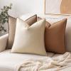 MIULEE Pack of 2 Decorative Linen Pillow Covers Boho Farmhouse Modern Soft Accent Throw Pillows Neutral Cushion Covers for Sofa Couch Bed Living Room Home Decor, 18×18 Inch Olive Green(Brown)