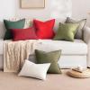 MIULEE Pack of 2 Decorative Linen Pillow Covers Boho Farmhouse Modern Soft Accent Throw Pillows Neutral Cushion Covers for Sofa Couch Bed Living Room Home Decor, 18×18 Inch Olive Green(Christmas Red)
