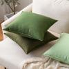 MIULEE Pack of 2 Decorative Linen Pillow Covers Boho Farmhouse Modern Soft Accent Throw Pillows Neutral Cushion Covers for Sofa Couch Bed Living Room Home Decor, 18×18 Inch Olive Green(Moss Green)