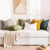 MIULEE Pack of 2 Decorative Linen Pillow Covers Boho Farmhouse Modern Soft Accent Throw Pillows Neutral Cushion Covers for Sofa Couch Bed Living Room Home Decor, 18×18 Inch Olive Green(Pure White)