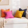 MIULEE Pack of 2 Decorative Linen Pillow Covers Boho Farmhouse Modern Soft Accent Throw Pillows Neutral Cushion Covers for Sofa Couch Bed Living Room Home Decor, 18×18 Inch Olive Green(Hot Pink)