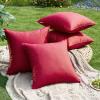 MIULEE Pack of 2 Decorative Outdoor Waterproof Pillow Covers Square Garden Cushion Sham Throw Pillowcase Summer Shell for Patio Tent Couch 18×18 Inch Pale Green(Magenta)