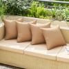 MIULEE Pack of 2 Decorative Outdoor Waterproof Pillow Covers Square Garden Cushion Sham Throw Pillowcase Summer Shell for Patio Tent Couch 18×18 Inch Pale Green(Light Brown)