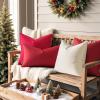 MIULEE Pack of 2 Decorative Outdoor Waterproof Pillow Covers Square Garden Cushion Sham Throw Pillowcase Summer Shell for Patio Tent Couch 18×18 Inch Pale Green(Red)