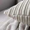 MIULEE Pack of 2 Decorative Stripe Fall Pillow Covers Solid Lumbar Pillowcases Modern Soft Corduroy Accent Cushion Case for Couch Sofa Bedroom, 18 x 18 Inch, Light Grey