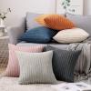 MIULEE Pack of 2 Decorative Stripe Fall Pillow Covers Solid Lumbar Pillowcases Modern Soft Corduroy Accent Cushion Case for Couch Sofa Bedroom, 18 x 18 Inch, Light Grey