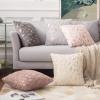 MIULEE Pack of 2 Decorative Throw Pillow Covers Plush Faux Fur with Gold Feathers Gilding Leaves Cushion Covers Cases Soft Fuzzy Cute Pillowcase for Couch Sofa Bed, 18 x 18 Inch, Ivory