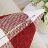 MIULEE Pack of 2 Farmhouse Buffalo Check Plaids Polyester Linen Soft Soild Decorative Square Throw Pillow Covers Outdoor Home Decor Cushion Case for Sofa Bedroom 18×18 Inch Cream White and White(White and Red)