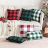 MIULEE Pack of 2 Farmhouse Buffalo Check Plaids Polyester Linen Soft Soild Decorative Square Throw Pillow Covers Outdoor Home Decor Cushion Case for Sofa Bedroom 18×18 Inch Cream White and White(White and Green)