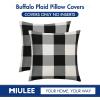 MIULEE Pack of 2 Farmhouse Buffalo Check Plaids Polyester Linen Soft Soild Decorative Square Throw Pillow Covers Outdoor Home Decor Cushion Case for Sofa Bedroom 18×18 Inch Cream White and White(Black and White)
