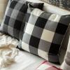 MIULEE Pack of 2 Farmhouse Buffalo Check Plaids Polyester Linen Soft Soild Decorative Square Throw Pillow Covers Outdoor Home Decor Cushion Case for Sofa Bedroom 18×18 Inch Cream White and White(Black and White)