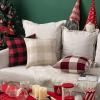 MIULEE Pack of 2 Farmhouse Buffalo Check Plaids Polyester Linen Soft Soild Decorative Square Throw Pillow Covers Outdoor Home Decor Cushion Case for Sofa Bedroom 18×18 Inch Cream White and White(Cream White and White)