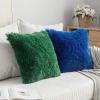 MIULEE Pack of 2 Luxury Faux Fur Throw Pillow Cover Deluxe Winter Decorative Plush Pillow Case Cushion Cover Shell for Sofa Bedroom Car 16 x 16 Inch Beige(Dark Green)