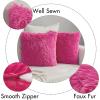 MIULEE Pack of 2 Luxury Faux Fur Throw Pillow Cover Deluxe Winter Decorative Plush Pillow Case Cushion Cover Shell for Sofa Bedroom Car 16 x 16 Inch Beige(Hot Pink)
