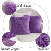MIULEE Pack of 2 Luxury Faux Fur Throw Pillow Cover Deluxe Winter Decorative Plush Pillow Case Cushion Cover Shell for Sofa Bedroom Car 16 x 16 Inch Beige(Purple)